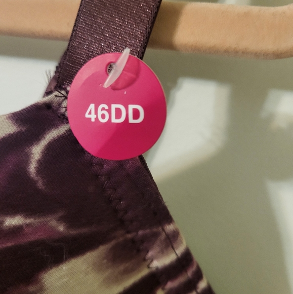 Ashley Stewart Black Cherry Pink Wavy Full Coverage TShirt Bra, 46DD NEW - Picture 4 of 6